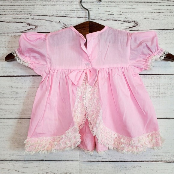 Vintage Toddletime 70's 80's Baby Girl Pink Dress Size 24M US Made - Picture 4 of 9
